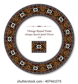 Vintage Round Retro Frame of Antique Round Spiral Flower