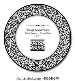 Vintage Round Retro Frame - Black Geometry Cross Chain