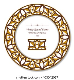 Vintage Round Retro Frame - Brown Curve Cross