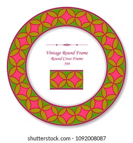 Vintage Round Retro Frame colorful round cross geometry, antique style template ideal for invitation or greeting card design.