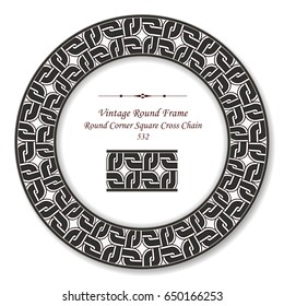 Vintage Round Retro Frame Round Corner Square Cross Geometry Chain