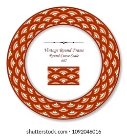 Vintage Round Retro Frame round cross red scale, antique style template ideal for invitation or greeting card design.
