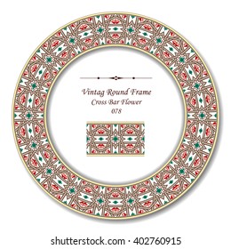 Vintage Round Retro Frame - Cross Bar Flower