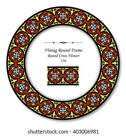 Vintage Round Retro Frame - Round Cross Flower