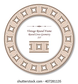 Vintage Round Retro Frame of Round Cross Geometry