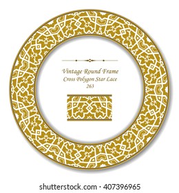 Vintage Round Retro Frame of Cross Polygon Star Lace