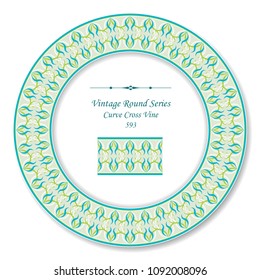 Vintage Round Retro Frame curve cross vine, antique style template ideal for invitation or greeting card design.