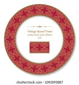 Vintage Round Retro Frame curve cross line flower, antique style template ideal for invitation or greeting card design.