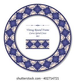Vintage Round Retro Frame - Curve Spiral Cross