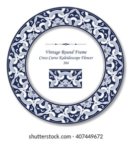 Vintage Round Retro Frame of Curve Kaleidoscope Flower