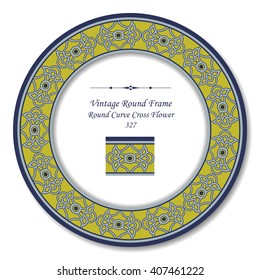 Vintage Round Retro Frame of Round Curve Cross Flower