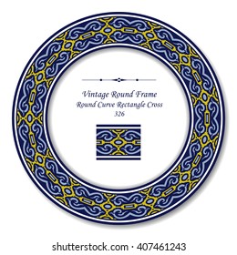 Vintage Round Retro Frame of Round Curve Rectangle Cross