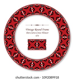 Vintage Round Retro Frame dot curve cross flower, antique style template ideal for invitation or greeting card design.