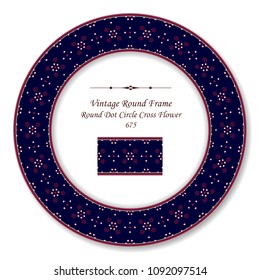 Vintage Round Retro Frame dot circle cross flower, antique style template ideal for invitation or greeting card design.