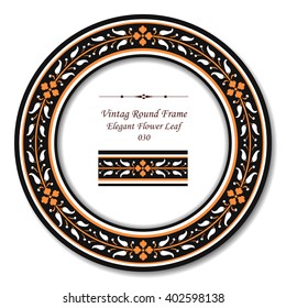 Vintage Round Retro Frame - Elegant Flower Leaf