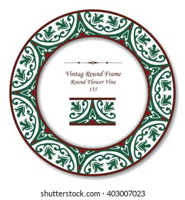 Vintage Round Retro Frame - Round Flower Vine