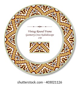 Vintage Round Retro Frame - Geometry Cross Kaleidoscope