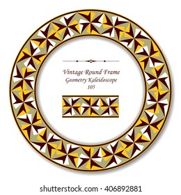 Vintage Round Retro Frame of Geometry Kaleidoscope