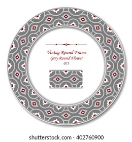 Vintage Round Retro Frame - Grey Round Flower