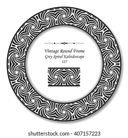 Vintage Round Retro Frame of Grey Spiral Kaleidoscope