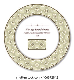 Vintage Round Retro Frame of Round Kaleidoscope Flower
