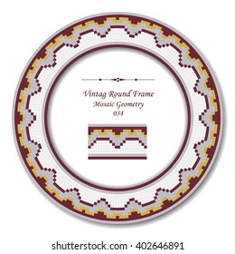 Vintage Round Retro Frame - Mosaic Geometry