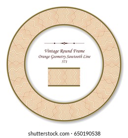 Vintage Round Retro Frame Orange Geometry Sawtooth Line