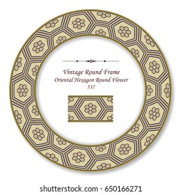 Vintage Round Retro Frame Oriental Hexagon Round Flower