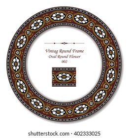 Vintage Round retro frame - Oval Round Flower
