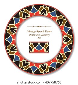Vintage Round Retro Frame of Oval Curve Geometry