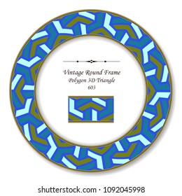 Vintage Round Retro Frame polygon 3D triangle cross, antique style template ideal for invitation or greeting card design.