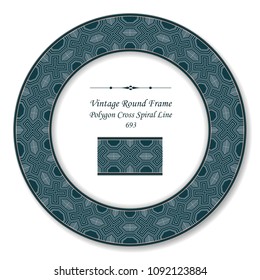 Vintage Round Retro Frame polygon cross spiral line, antique style template ideal for invitation or greeting card design.