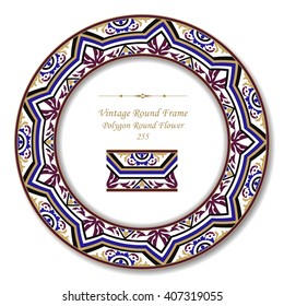 Vintage Round Retro Frame of Polygon Round Flower