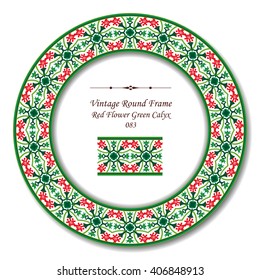 Vintage Round Retro Frame - Red Flower Green Calyx