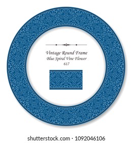 Vintage Round Retro Frame spiral curve cross vine flower, antique style template ideal for invitation or greeting card design.