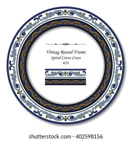 Vintage Round Retro Frame - Spiral Curve Cross