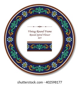 Vintage Round Retro Frame - Round Spiral Flower