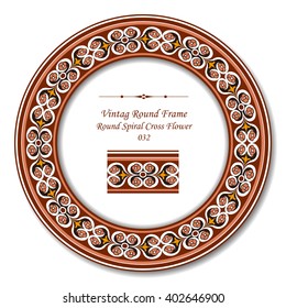 Vintage Round Retro Frame - Round Spiral Cross Flower
