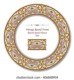 Vintage Round Retro Frame - Round Spiral Flower
