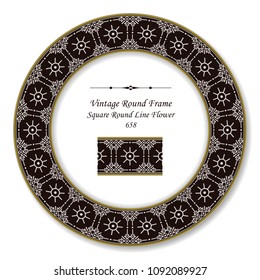 Vintage Round Retro Frame square round line flower, antique style template ideal for invitation or greeting card design.