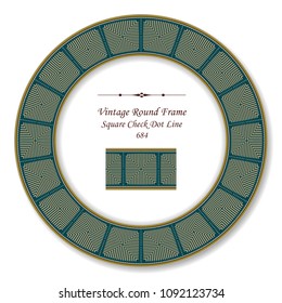 Vintage Round Retro Frame square check dot line, antique style template ideal for invitation or greeting card design.