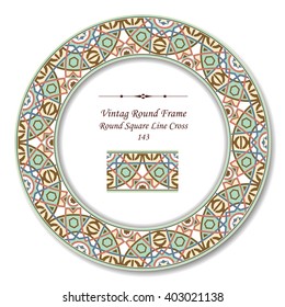 Vintage Round Retro Frame - Round Square Line Cross