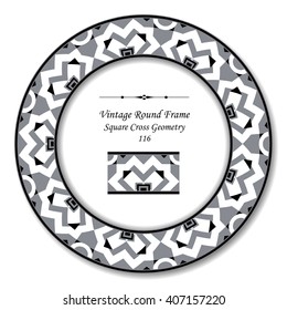 Vintage Round Retro Frame of Square Cross Geometry