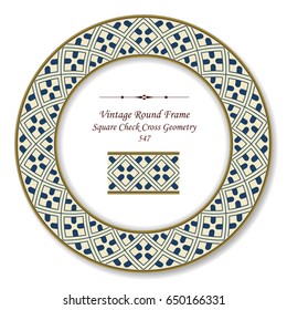 Vintage Round Retro Frame Square Check Cross Geometry