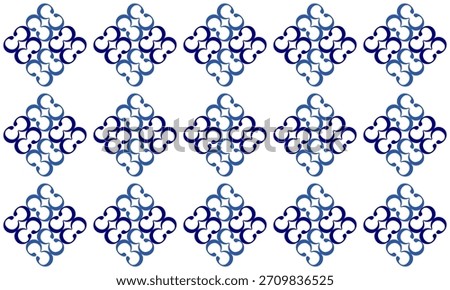 Vintage Round ring block green and blue ring with diamond on white background, design for fabric print or t-shirt paint screening, rectangular parquet patter, checkerboard chessboard