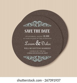 Vintage Round Save the Date Card