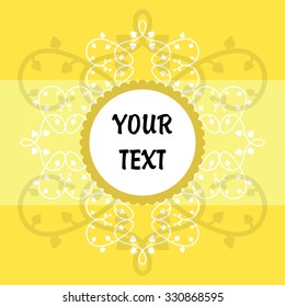 Vintage round vector yellow frame with leaves. Vintage monogram. Vector illustration