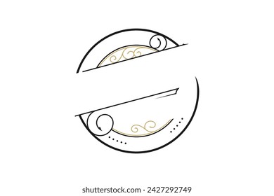 Plantilla vectorial de diseño de logotipo de etiqueta de borde redondeado vintage. Estilo clásico sencillo.