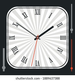 Vintage Rounded Square Watch Dial With Arrows.