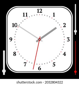 Vintage Rounded Square Watch Dial With Arrows.